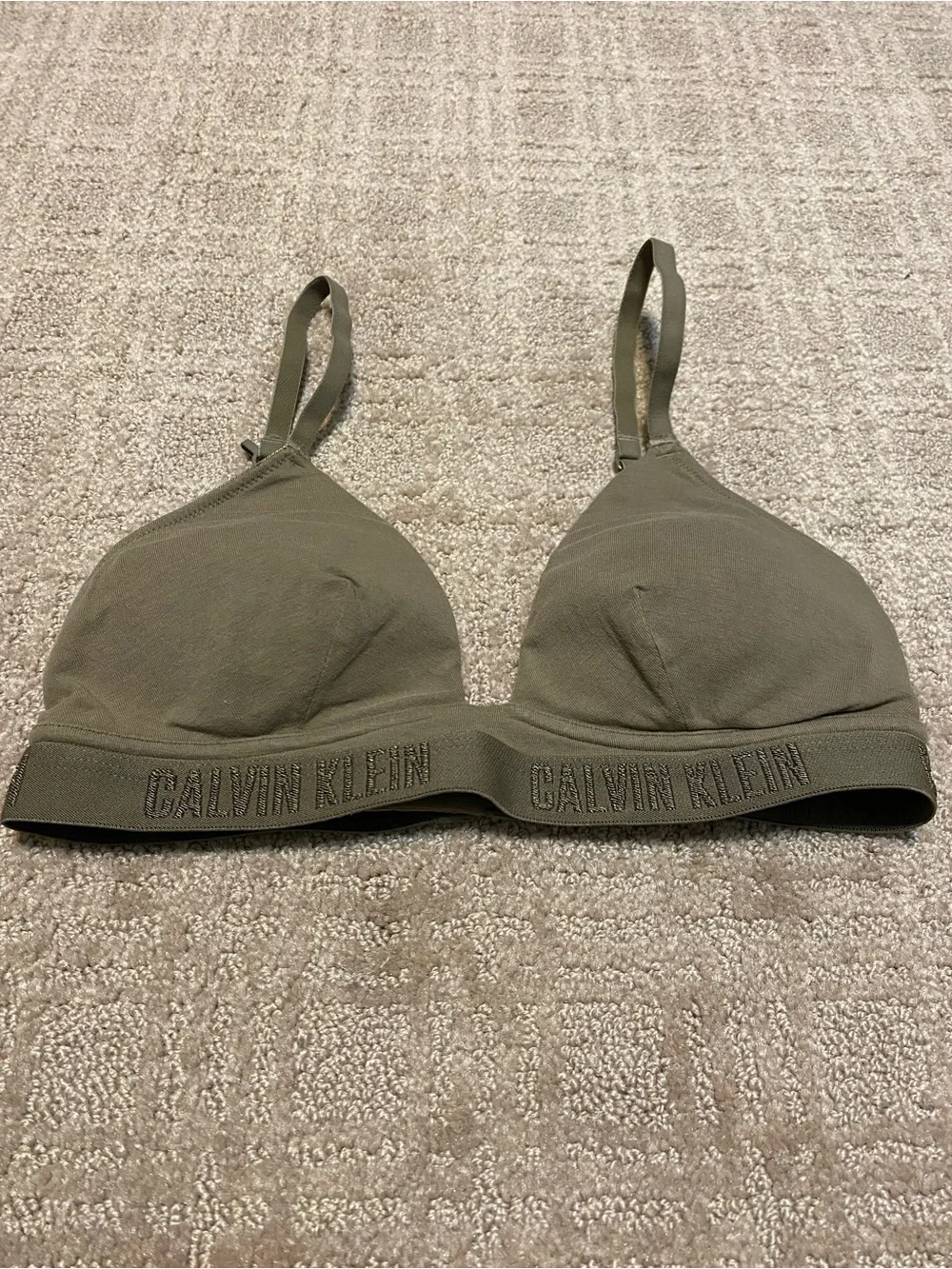 {Calvin Klein} Cotton Sport Bra | Olive Green ~ Size Small - Picture 1 of 15